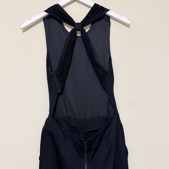Alice + Olivia Women's Black Hiloti Cross Back Silk Blend Jumpsuit Size 2 - Picture 8 of 14